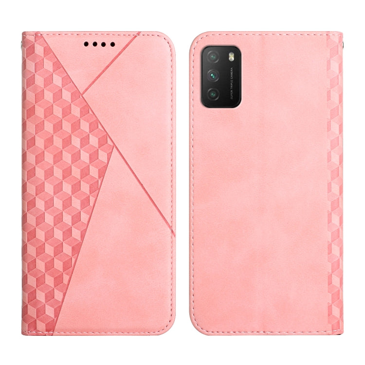 For Xiaomi Poco M3 / Redmi 9T Diamond Pattern Splicing Skin Feel Magnetic Horizontal Flip Leather Case with Card Slots & Holder & Wallet