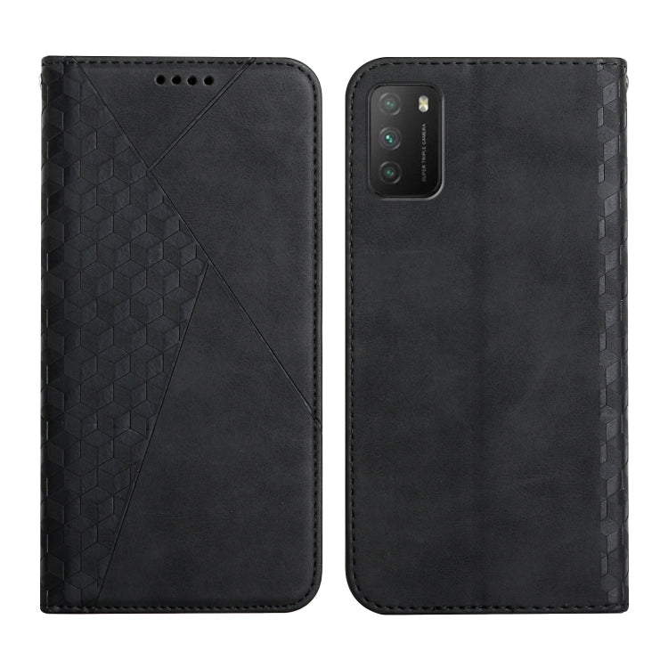 For Xiaomi Poco M3 / Redmi 9T Diamond Pattern Splicing Skin Feel Magnetic Horizontal Flip Leather Case with Card Slots & Holder & Wallet