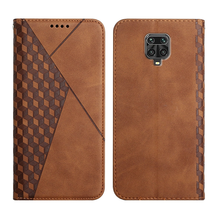 For Xiaomi Redmi Note 9 Pro Diamond Pattern Splicing Skin Feel Magnetic Horizontal Flip Leather Case with Card Slots & Holder & Wallet