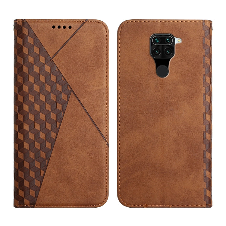 For Xiaomi Redmi Note 9 Diamond Pattern Splicing Skin Feel Magnetic Horizontal Flip Leather Case with Card Slots & Holder & Wallet