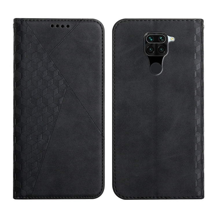 For Xiaomi Redmi Note 9 Diamond Pattern Splicing Skin Feel Magnetic Horizontal Flip Leather Case with Card Slots & Holder & Wallet