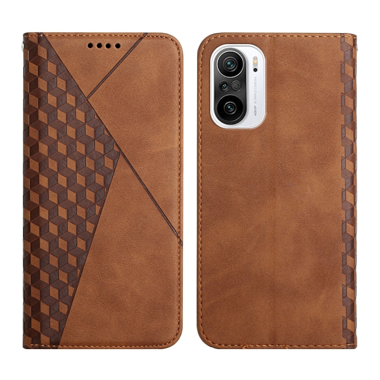For Xiaomi Redmi K40 Diamond Pattern Splicing Skin Feel Magnetic Horizontal Flip Leather Case with Card Slots & Holder & Wallet