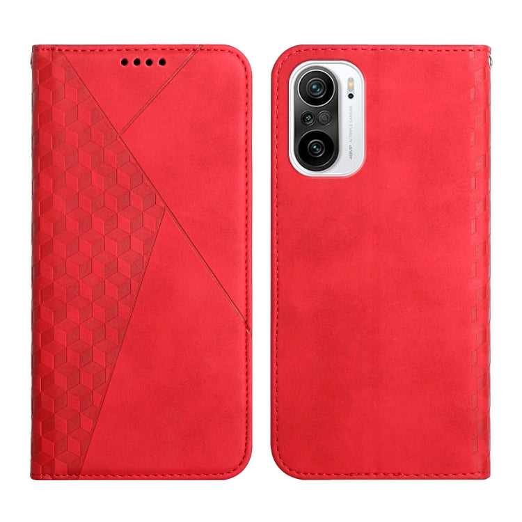 For Xiaomi Redmi K40 Diamond Pattern Splicing Skin Feel Magnetic Horizontal Flip Leather Case with Card Slots & Holder & Wallet