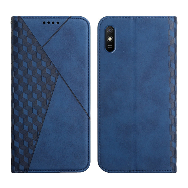 For Xiaomi Redmi 9A Diamond Pattern Splicing Skin Feel Magnetic Horizontal Flip Leather Case with Card Slots & Holder & Wallet
