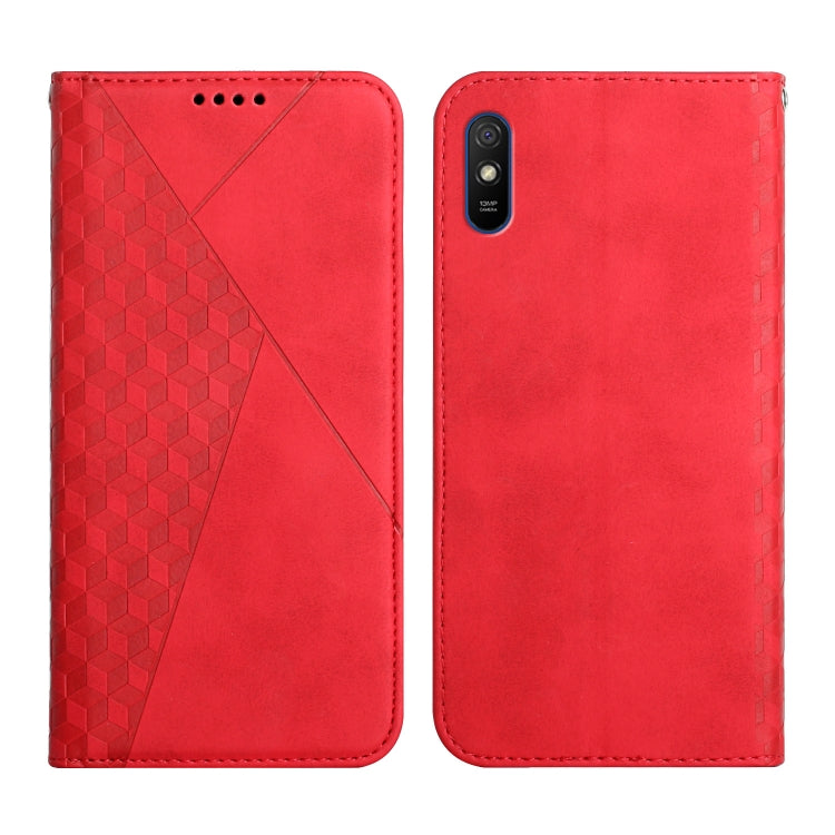 For Xiaomi Redmi 9A Diamond Pattern Splicing Skin Feel Magnetic Horizontal Flip Leather Case with Card Slots & Holder & Wallet