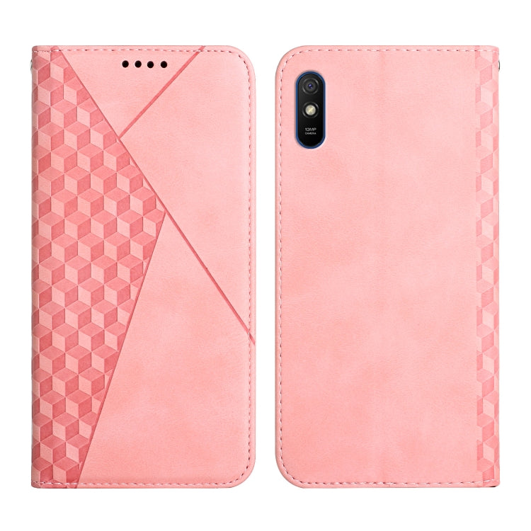 For Xiaomi Redmi 9A Diamond Pattern Splicing Skin Feel Magnetic Horizontal Flip Leather Case with Card Slots & Holder & Wallet