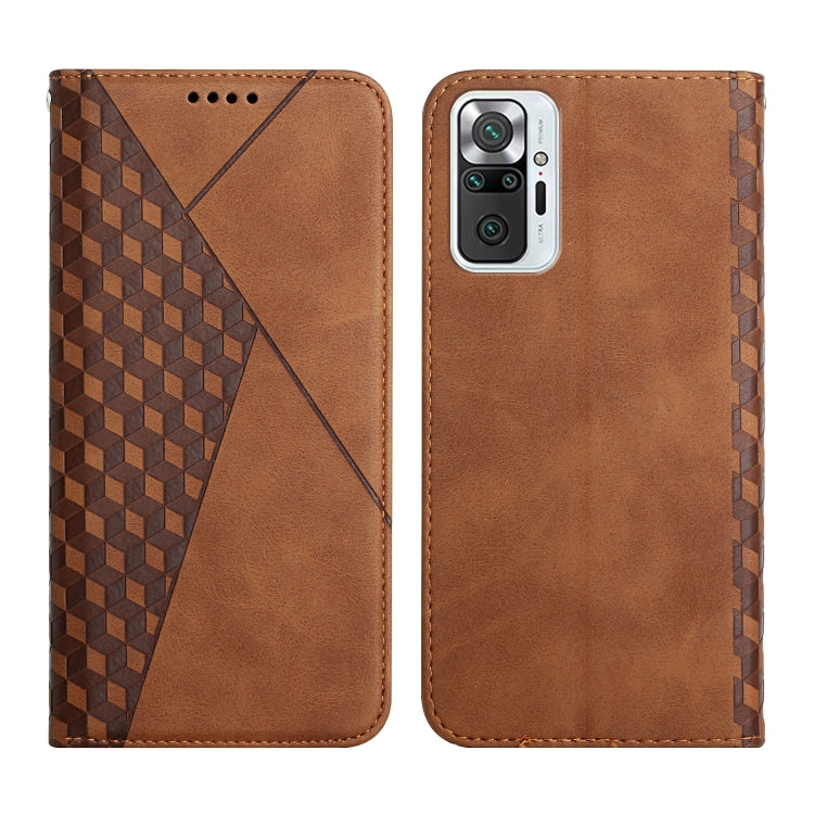 For Xiaomi Redmi Note 10 Pro Diamond Pattern Splicing Skin Feel Magnetic Horizontal Flip Leather Case with Card Slots & Holder & Wallet