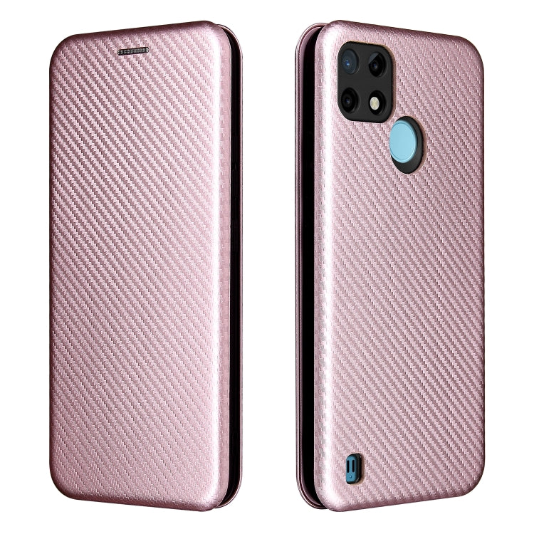For OPPO Realme C21Y Carbon Fiber Texture Horizontal Flip TPU + PC + PU Leather Case with Card Slot