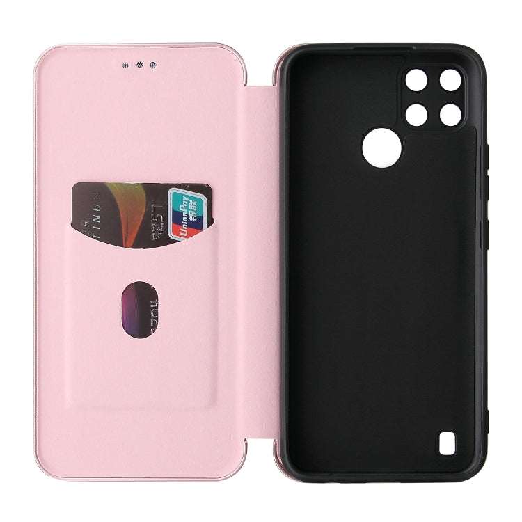 For OPPO Realme C21Y Carbon Fiber Texture Horizontal Flip TPU + PC + PU Leather Case with Card Slot