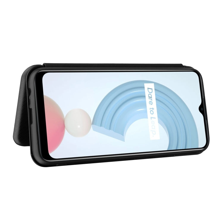 For OPPO Realme C21Y Carbon Fiber Texture Horizontal Flip TPU + PC + PU Leather Case with Card Slot