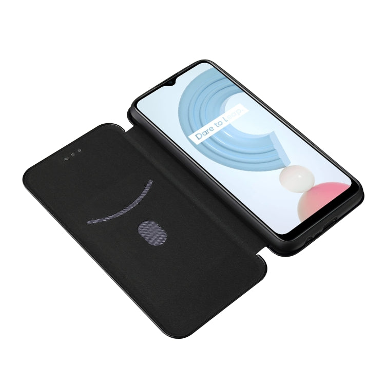 For OPPO Realme C21Y Carbon Fiber Texture Horizontal Flip TPU + PC + PU Leather Case with Card Slot