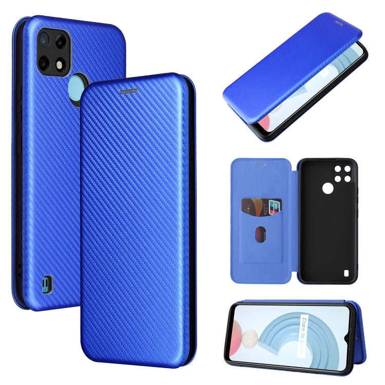 For OPPO Realme C21Y Carbon Fiber Texture Horizontal Flip TPU + PC + PU Leather Case with Card Slot