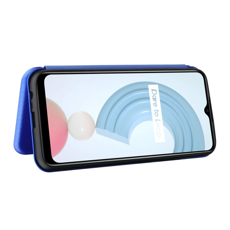 For OPPO Realme C21Y Carbon Fiber Texture Horizontal Flip TPU + PC + PU Leather Case with Card Slot