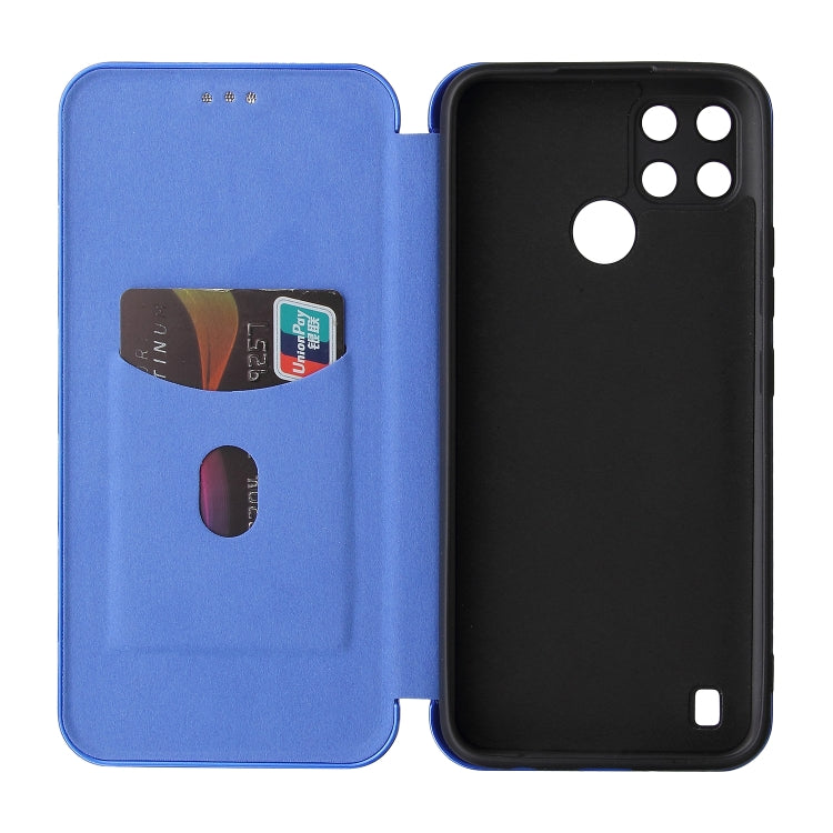 For OPPO Realme C21Y Carbon Fiber Texture Horizontal Flip TPU + PC + PU Leather Case with Card Slot