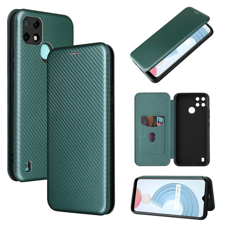 For OPPO Realme C21Y Carbon Fiber Texture Horizontal Flip TPU + PC + PU Leather Case with Card Slot