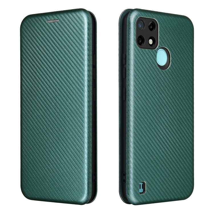 For OPPO Realme C21Y Carbon Fiber Texture Horizontal Flip TPU + PC + PU Leather Case with Card Slot
