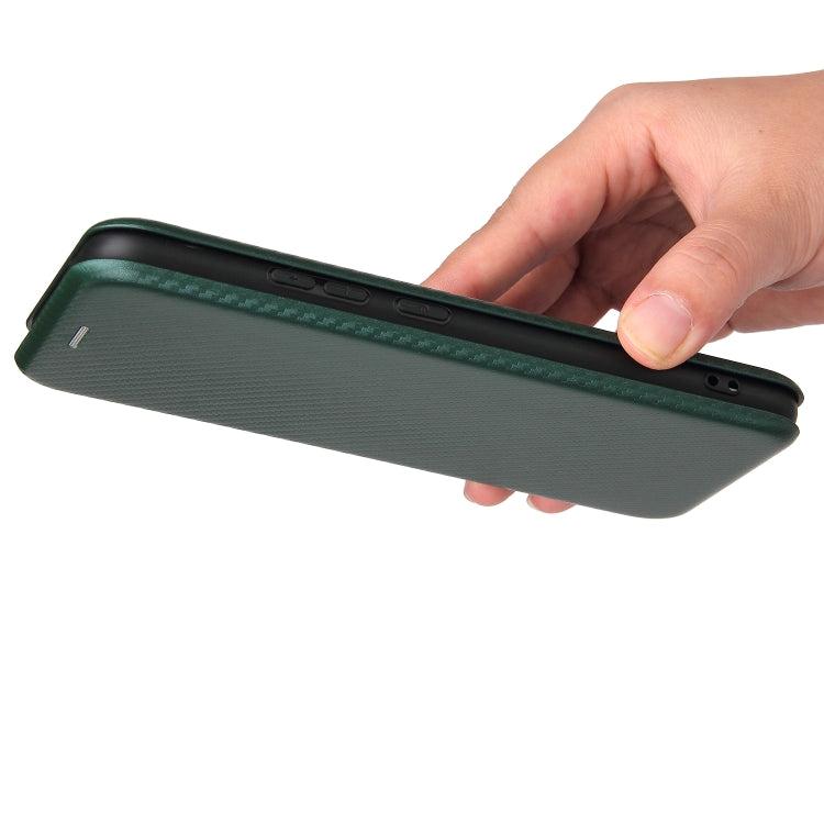 For OPPO Realme C21Y Carbon Fiber Texture Horizontal Flip TPU + PC + PU Leather Case with Card Slot