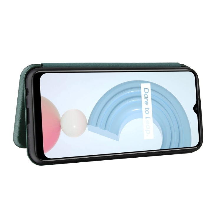 For OPPO Realme C21Y Carbon Fiber Texture Horizontal Flip TPU + PC + PU Leather Case with Card Slot