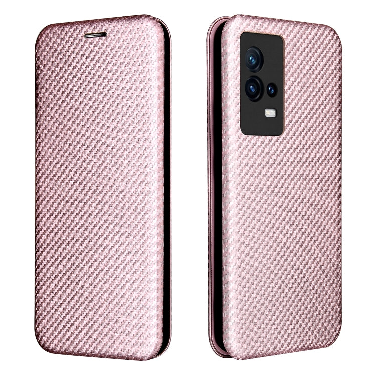 For vivo iQOO 8 Carbon Fiber Texture Horizontal Flip TPU + PC + PU Leather Case with Card Slot
