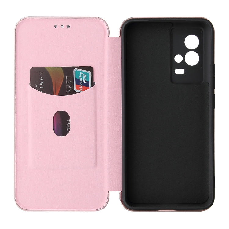 For vivo iQOO 8 Carbon Fiber Texture Horizontal Flip TPU + PC + PU Leather Case with Card Slot