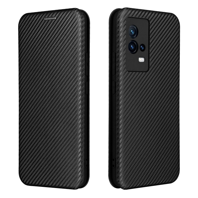 For vivo iQOO 8 Carbon Fiber Texture Horizontal Flip TPU + PC + PU Leather Case with Card Slot