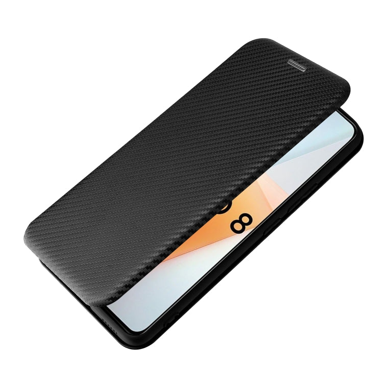For vivo iQOO 8 Carbon Fiber Texture Horizontal Flip TPU + PC + PU Leather Case with Card Slot