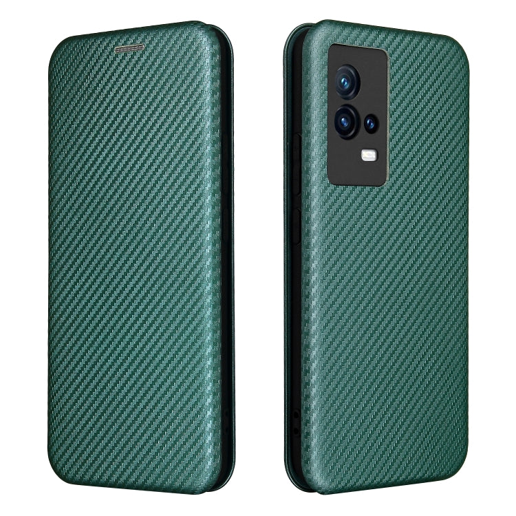 For vivo iQOO 8 Carbon Fiber Texture Horizontal Flip TPU + PC + PU Leather Case with Card Slot
