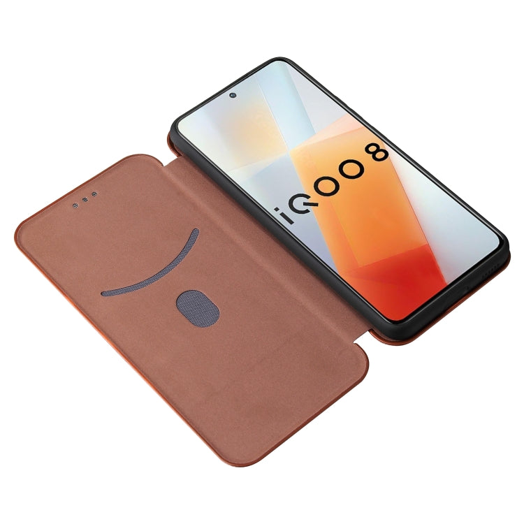For vivo iQOO 8 Carbon Fiber Texture Horizontal Flip TPU + PC + PU Leather Case with Card Slot