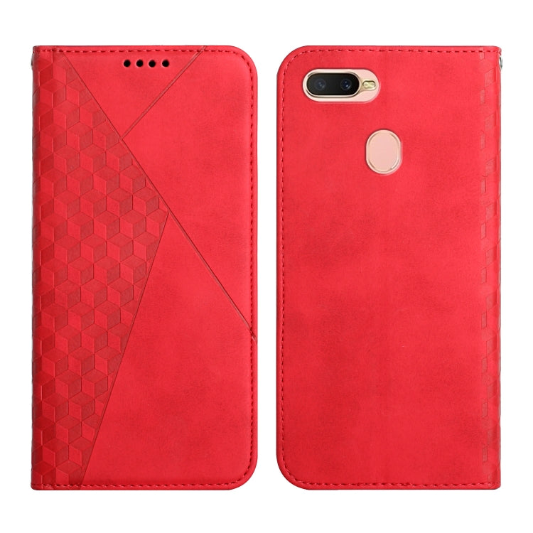 For OPPO A7 / A5s / A12 Diamond Pattern Splicing Skin Feel Magnetic Horizontal Flip Leather Case with Card Slots & Holder & Wallet