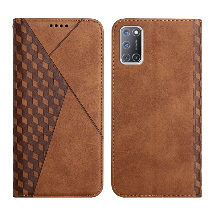 For OPPO A52 / A72 / A92 Diamond Pattern Splicing Skin Feel Magnetic Horizontal Flip Leather Case with Card Slots & Holder & Wallet