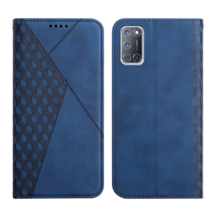 For OPPO A52 / A72 / A92 Diamond Pattern Splicing Skin Feel Magnetic Horizontal Flip Leather Case with Card Slots & Holder & Wallet