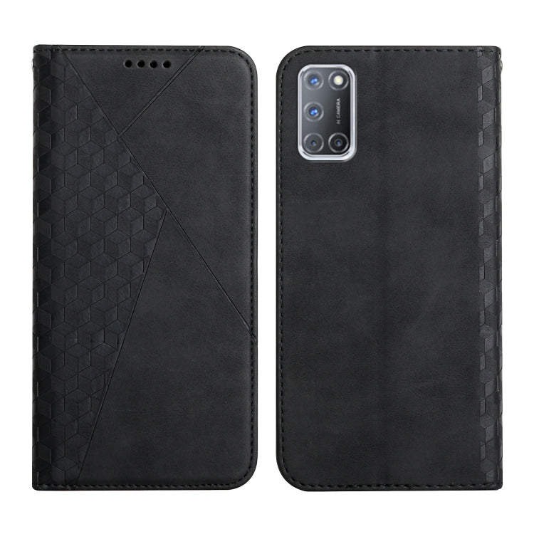 For OPPO A52 / A72 / A92 Diamond Pattern Splicing Skin Feel Magnetic Horizontal Flip Leather Case with Card Slots & Holder & Wallet