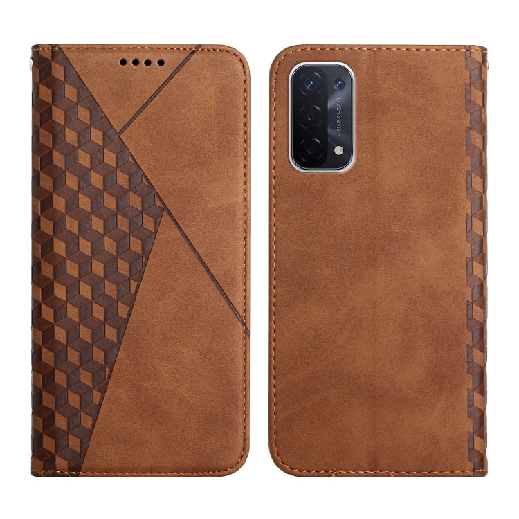 For OPPO A74 5G / A93 5G / A54 5G Diamond Pattern Splicing Skin Feel Magnetic Horizontal Flip Leather Case with Card Slots & Holder & Wallet