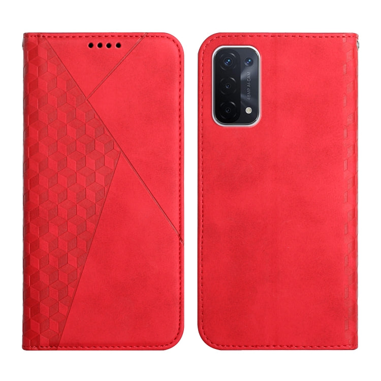 For OPPO A74 5G / A93 5G / A54 5G Diamond Pattern Splicing Skin Feel Magnetic Horizontal Flip Leather Case with Card Slots & Holder & Wallet