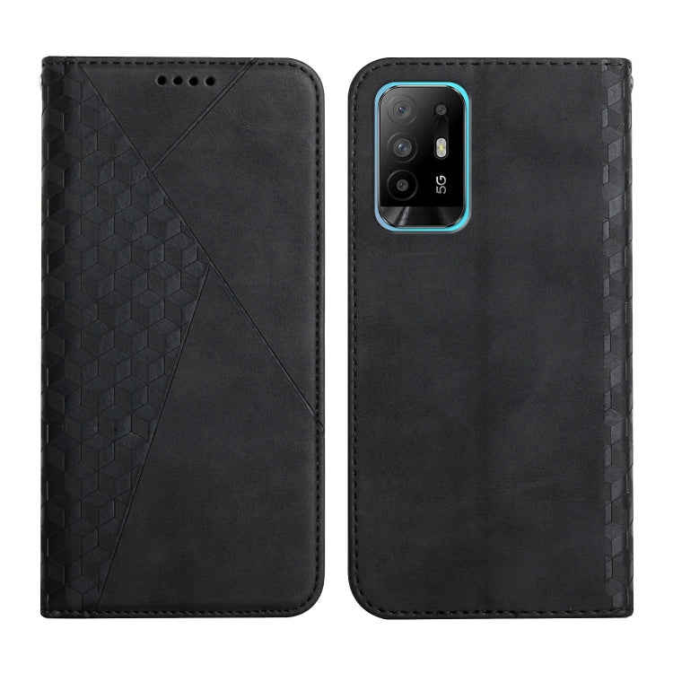 For OPPO A94 5G / F19 Pro+ 5G Diamond Pattern Splicing Skin Feel Magnetic Horizontal Flip Leather Case with Card Slots & Holder & Wallet