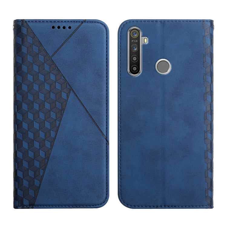 For OPPO Realme 6i / 5 Diamond Pattern Splicing Skin Feel Magnetic Horizontal Flip Leather Case with Card Slots & Holder & Wallet