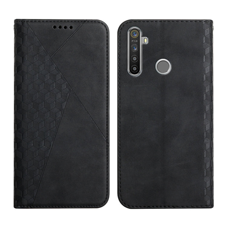 For OPPO Realme 6i / 5 Diamond Pattern Splicing Skin Feel Magnetic Horizontal Flip Leather Case with Card Slots & Holder & Wallet