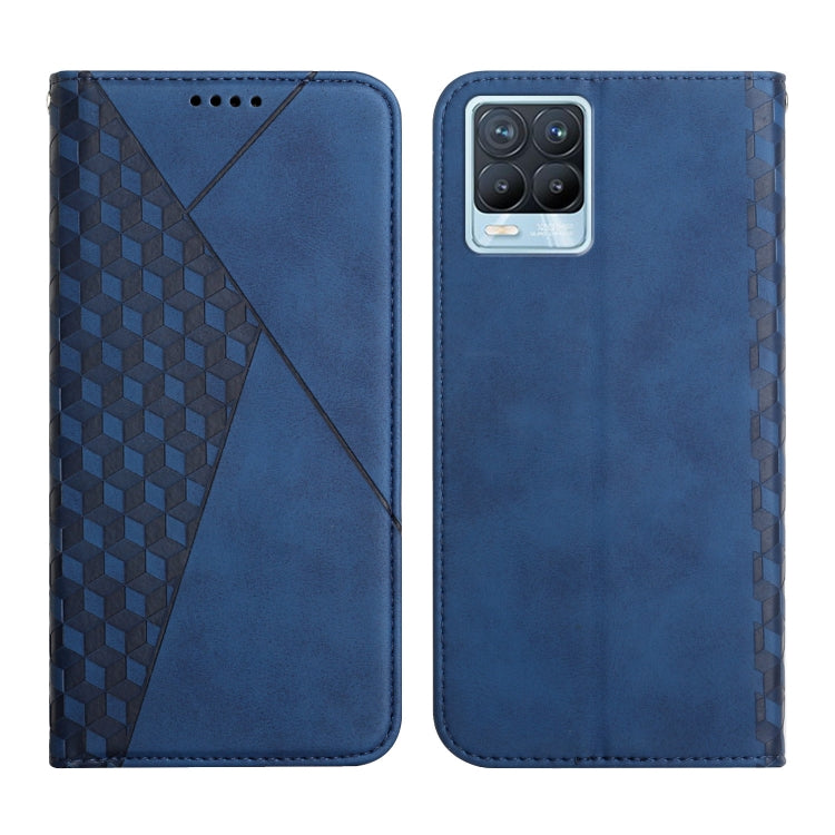For OPPO Realme 8 / 8 Pro Diamond Pattern Splicing Skin Feel Magnetic Horizontal Flip Leather Case with Card Slots & Holder & Wallet