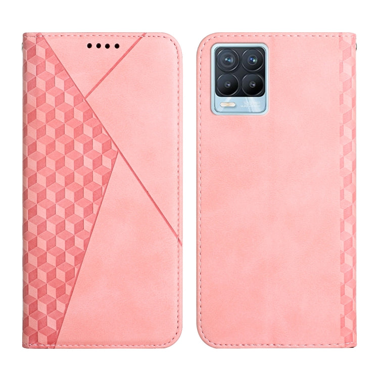 For OPPO Realme 8 / 8 Pro Diamond Pattern Splicing Skin Feel Magnetic Horizontal Flip Leather Case with Card Slots & Holder & Wallet