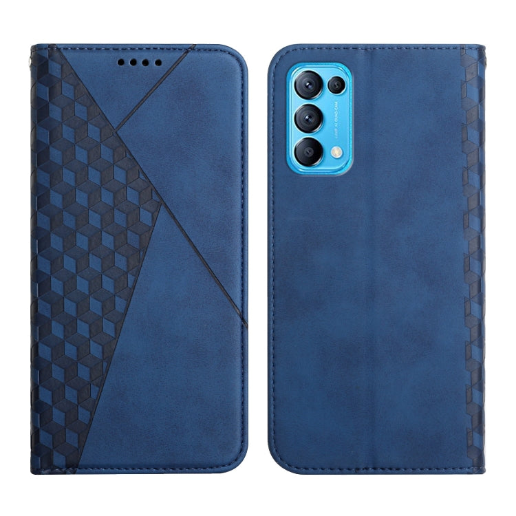 For OPPO Reno5 5G Diamond Pattern Splicing Skin Feel Magnetic Horizontal Flip Leather Case with Card Slots & Holder & Wallet