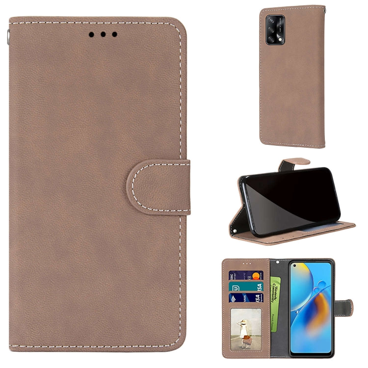 For OPPO A74 4G / F19 Retro Frosted Horizontal Flip PU Leather Case with Holder & Card Slots & Wallet & Photo Frame