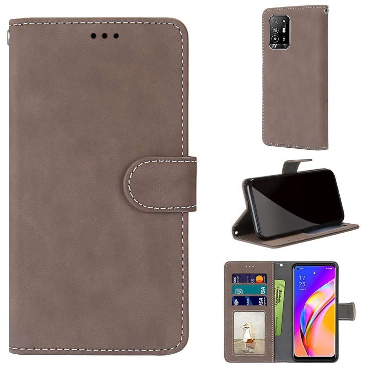 For OPPO F19 Pro+ 5G / A94 5G / A95 5G Retro Frosted Horizontal Flip PU Leather Case with Holder & Card Slots & Wallet & Photo Frame