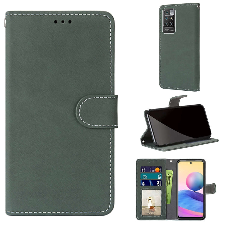 For Xiaomi Redmi 10 Retro Frosted Horizontal Flip PU Leather Case with Holder & Card Slots & Wallet & Photo Frame