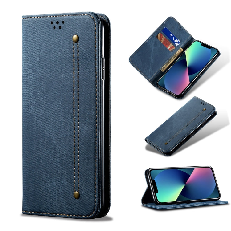 For iPhone 13 mini Denim Texture Casual Style Horizontal Flip Leather Case with Holder & Card Slots & Wallet