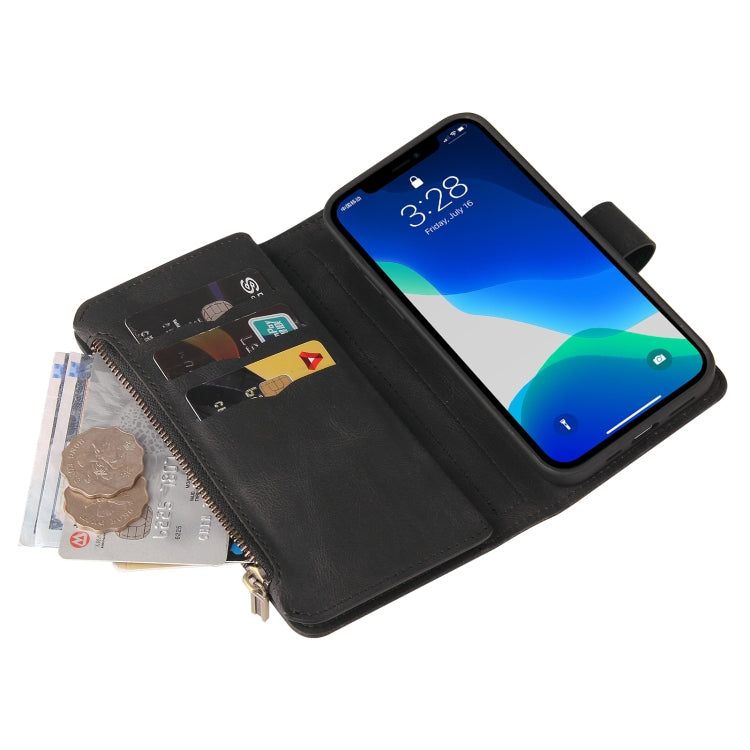 For iPhone 13 Pro Max Skin Feel PU + TPU Horizontal Flip Leather Case with Holder & 15 Cards Slot & Wallet & Zipper Pocket & Lanyard