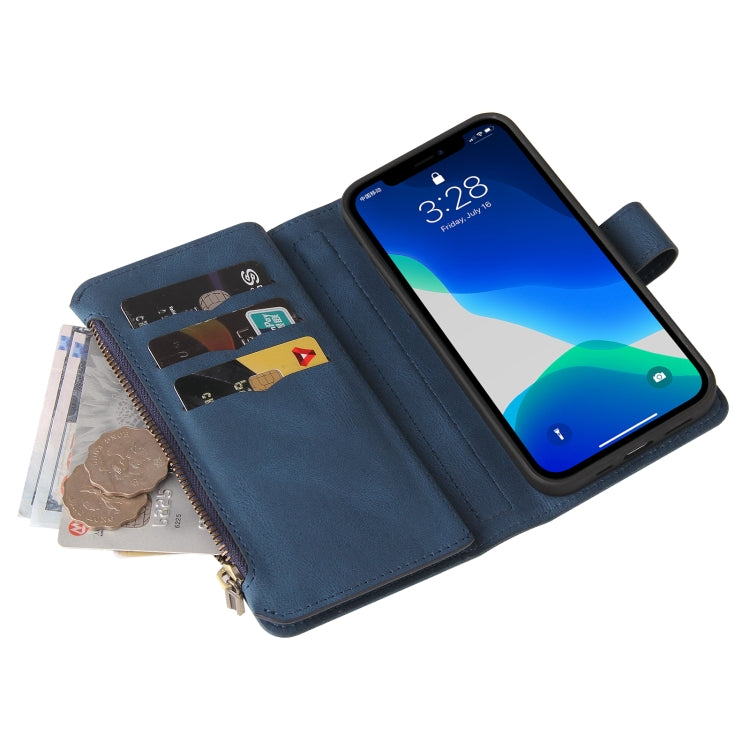 For iPhone 13 Pro Max Skin Feel PU + TPU Horizontal Flip Leather Case with Holder & 15 Cards Slot & Wallet & Zipper Pocket & Lanyard