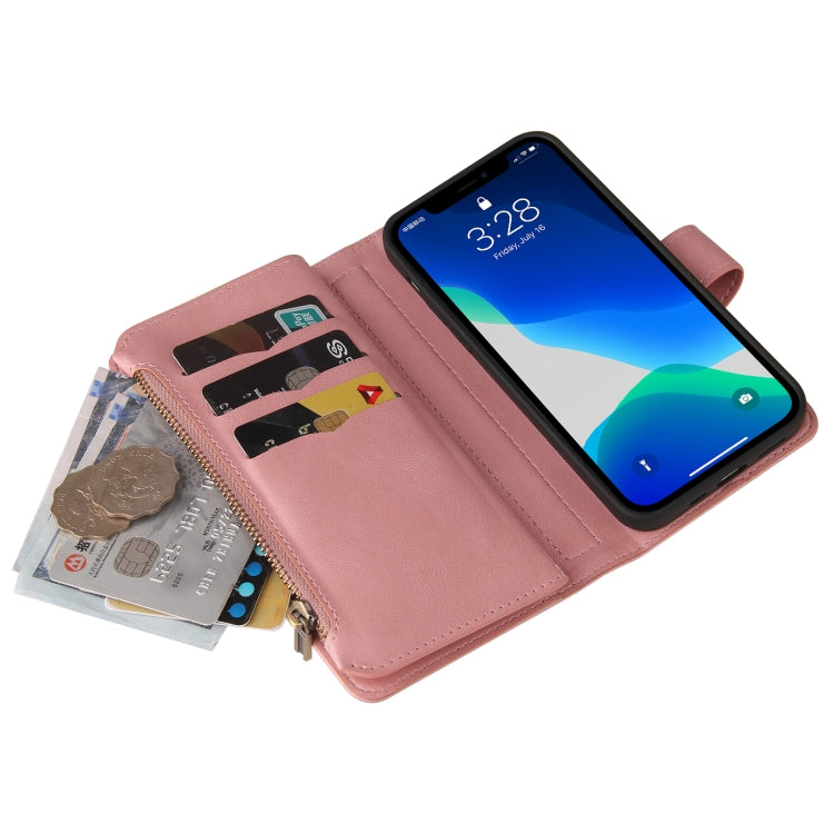 For iPhone 13 Pro Max Skin Feel PU + TPU Horizontal Flip Leather Case with Holder & 15 Cards Slot & Wallet & Zipper Pocket & Lanyard