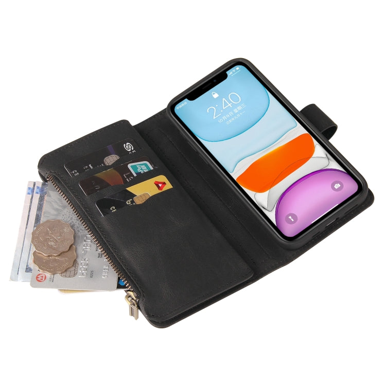 Skin Feel PU + TPU Horizontal Flip Leather Case with Holder & 15 Cards Slot & Wallet & Zipper Pocket & Lanyard For iPhone 11