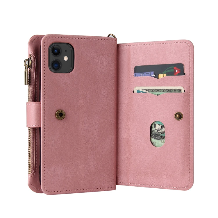 Skin Feel PU + TPU Horizontal Flip Leather Case with Holder & 15 Cards Slot & Wallet & Zipper Pocket & Lanyard For iPhone 11