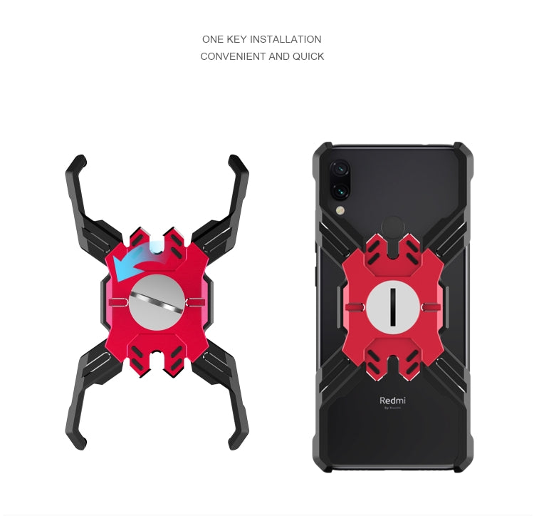 For Xiaomi Redmi Note 7 Hero Series Anti-fall Wear-resistant Metal Protective Case with Bracket
